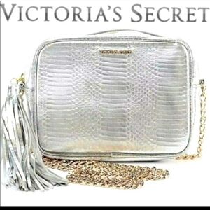 Victoria Secret Silver Bag With Chain And Tassel